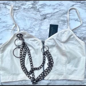 Carmar Chain Link Zipper Cropped Bralette Top 12